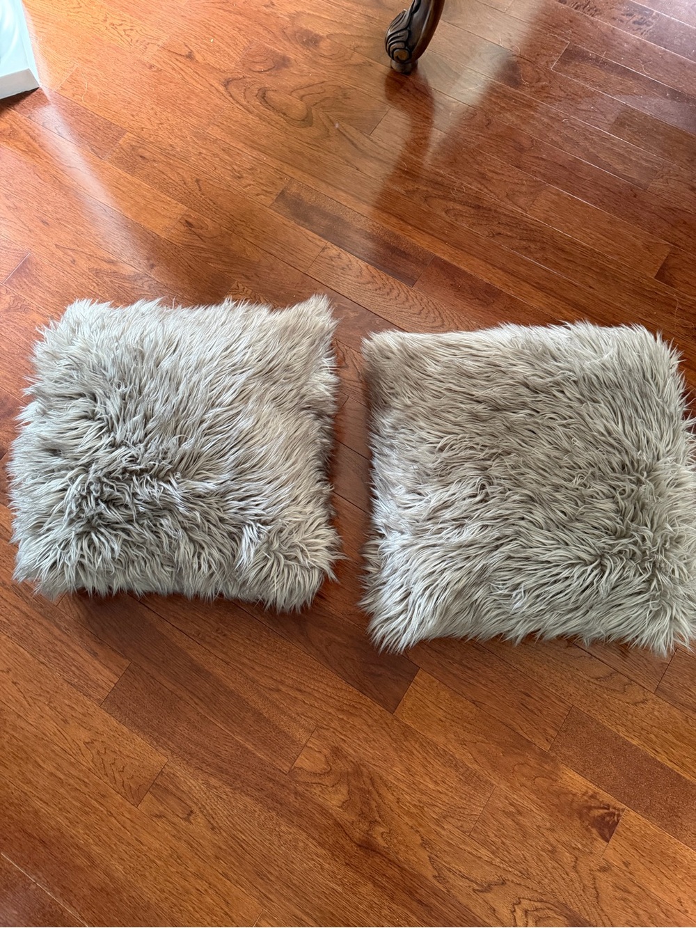 Set of 2 Plush Faux Fur Throw Pillow - Taupe